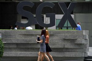 Girls pass by SGX