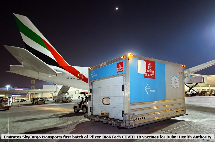 Emirates SkyCargo transports first batch of Pfizer-BioNTech COVID-19 vaccines for Dubai Health Authority 1