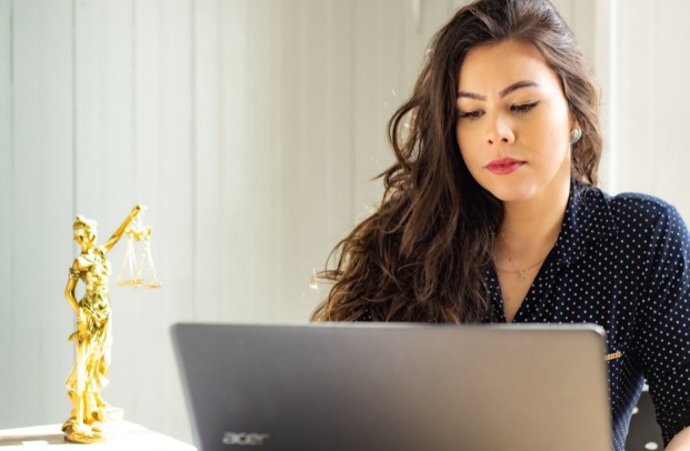 woman using laptop