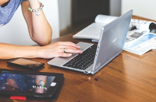 Girl using laptop