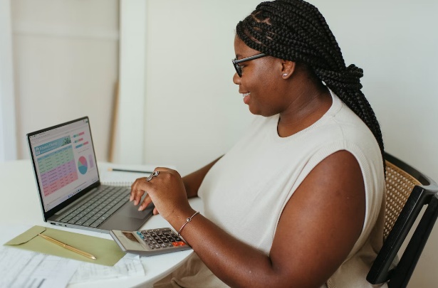 Woman using laptop