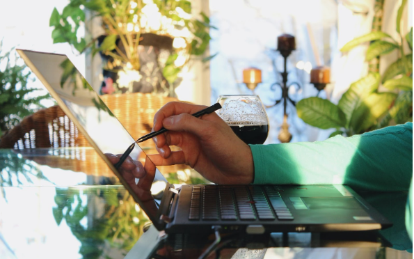 man using laptop