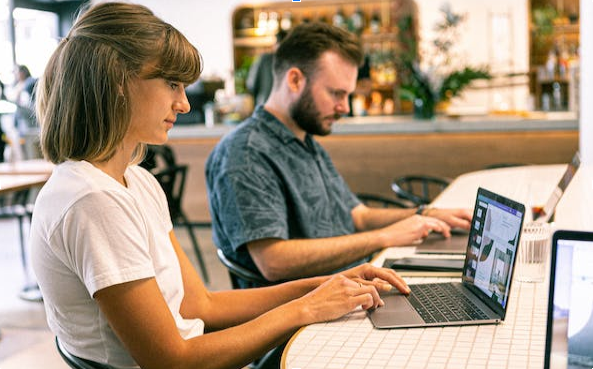 woman using laptop