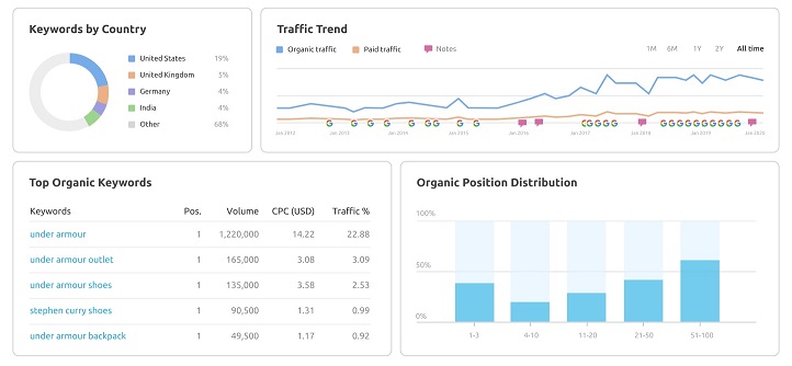 SEMrush domain overview