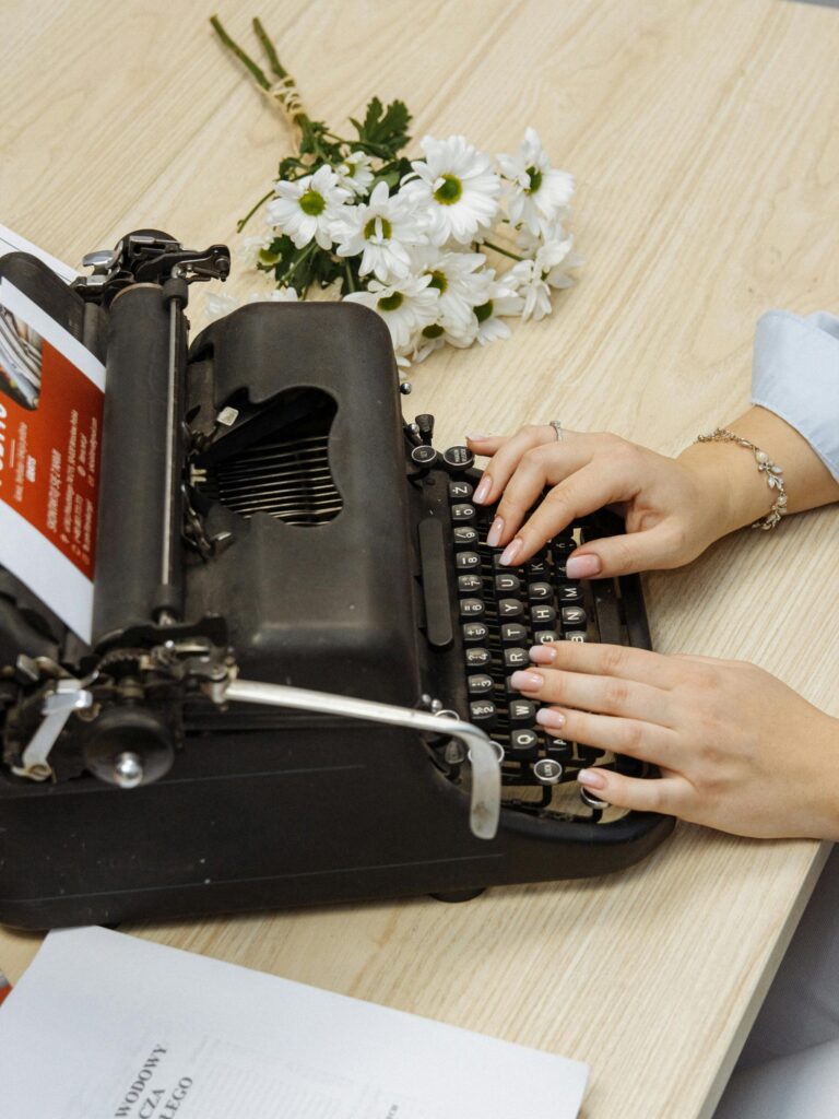 type writing woman